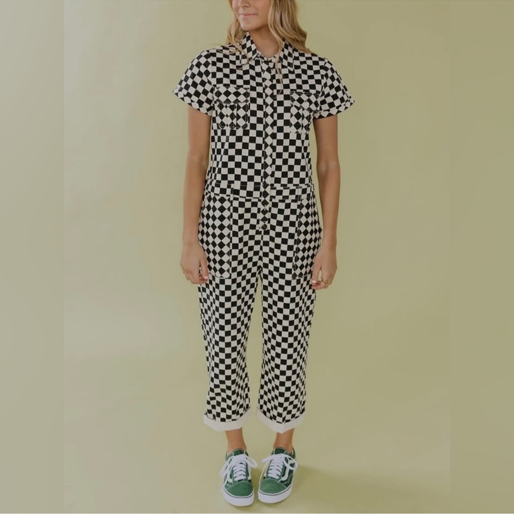 Roolee Checkered Black and White Jumpsuit